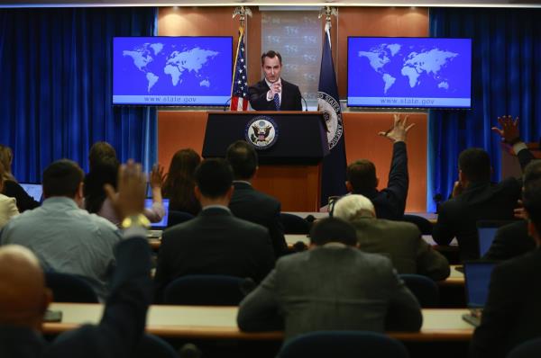 State Department Spokesman Matthew Miller speaks to reporters at a news co<em></em>nference in Washington, D.C., April 1, 2024. (AA File Photo)